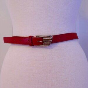 Red Skinny Waist Accent Belt  Omega Genuine Leather 80's